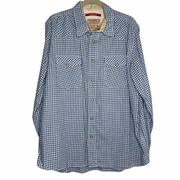 Original Jeffrey Max Western Shirt Mens Size XLarge‎ Blue Long Sleeve Snap Front - Picture 1 of 10